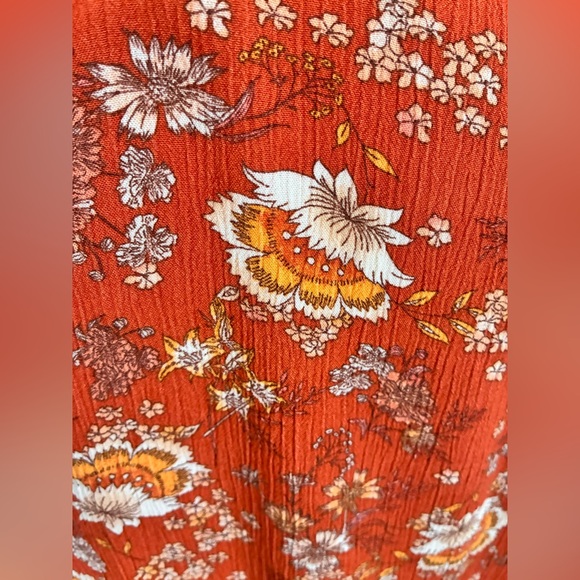 Knox Rose Orange and White Floral kimono open cardigan swim cover up - Picture 5 of 10